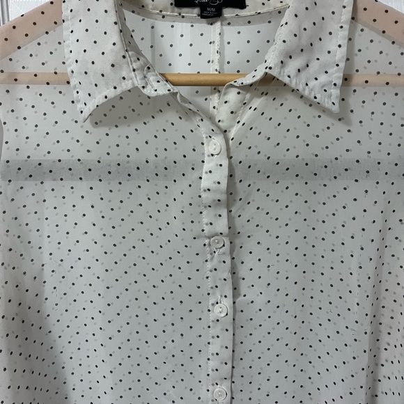 Xai medium sheer polka dot button up shirt - Picture 7 of 7